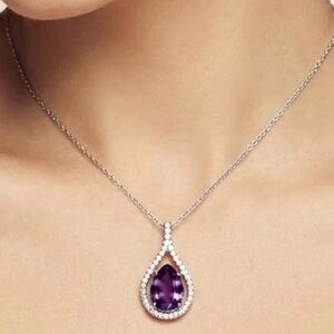 8.8ct Lavender/Purple Sapphire Pendant 14k on Silver .925 Necklace